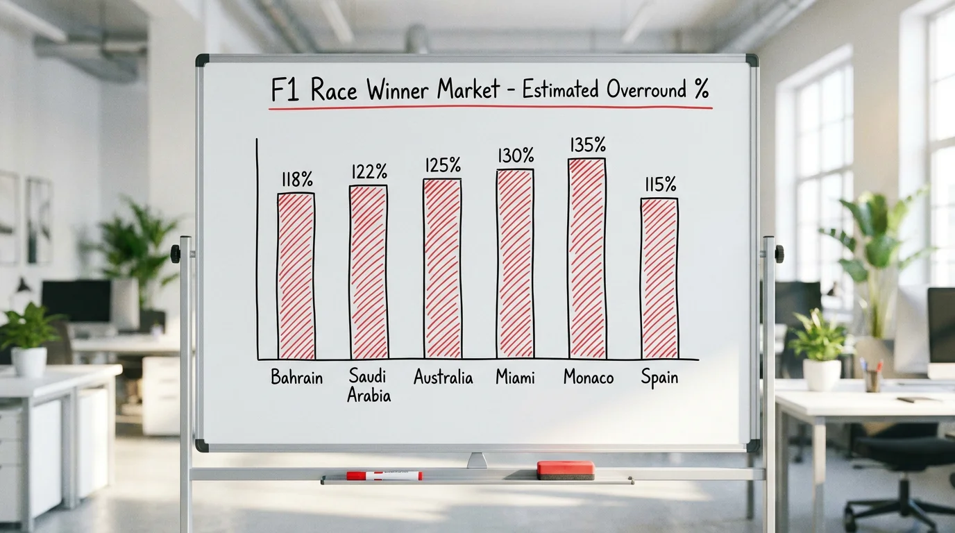 Chart showing bookmaker overround margin across F1 race winner markets