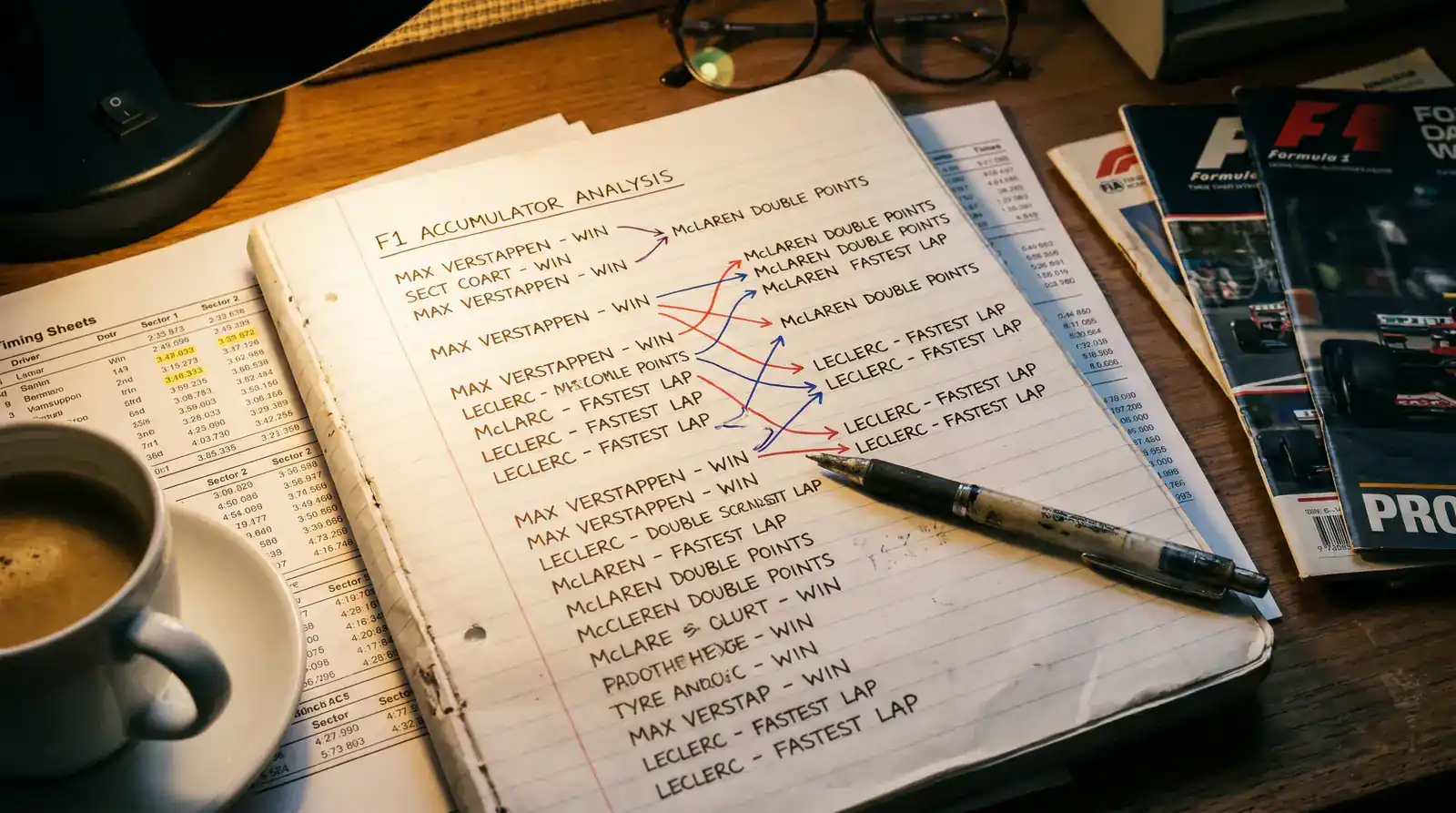 F1 accumulator correlation diagram showing how linked selections affect combined odds pricing
