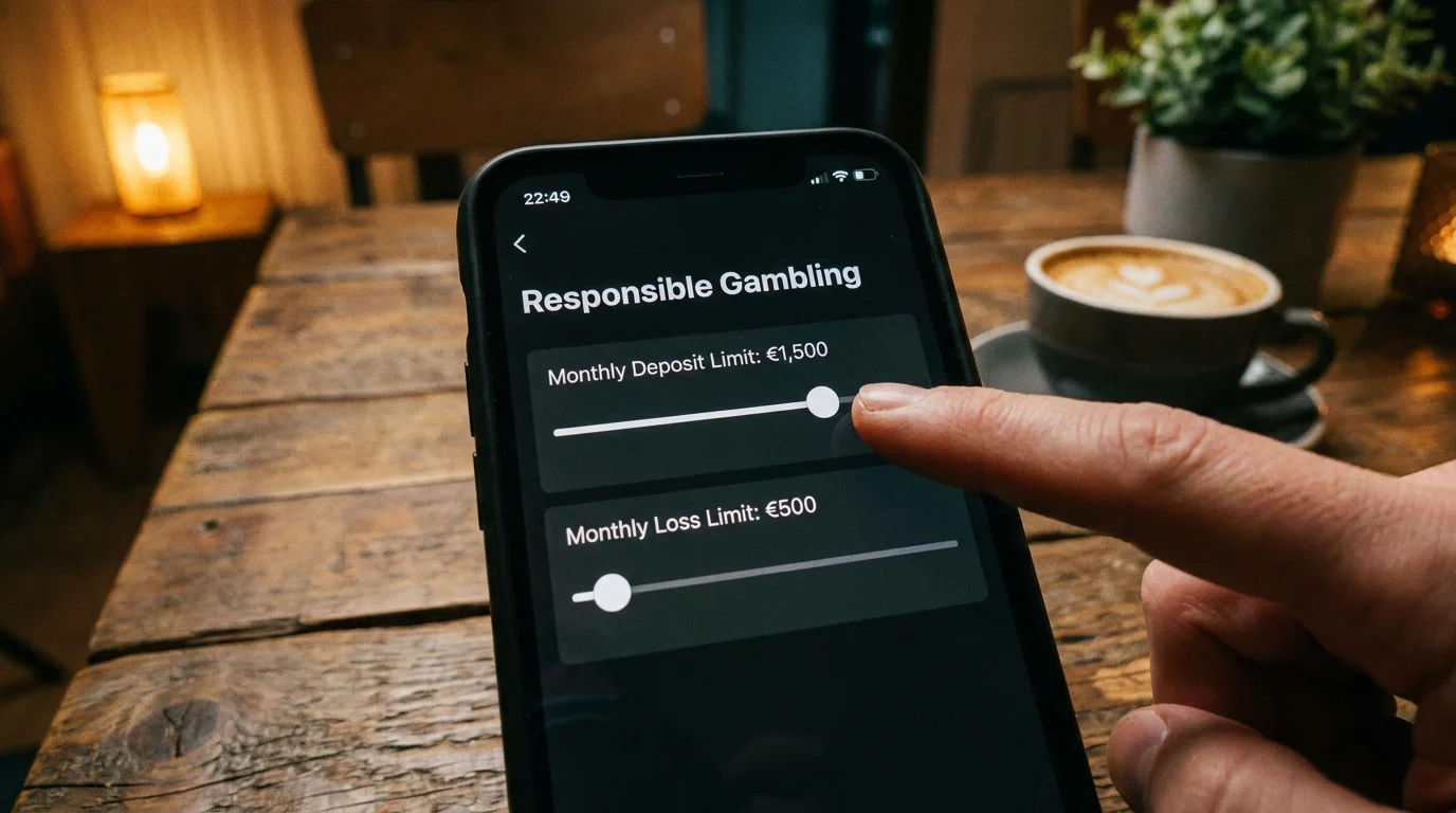Responsible gambling deposit limit configuration screen on betting app before first F1 wager