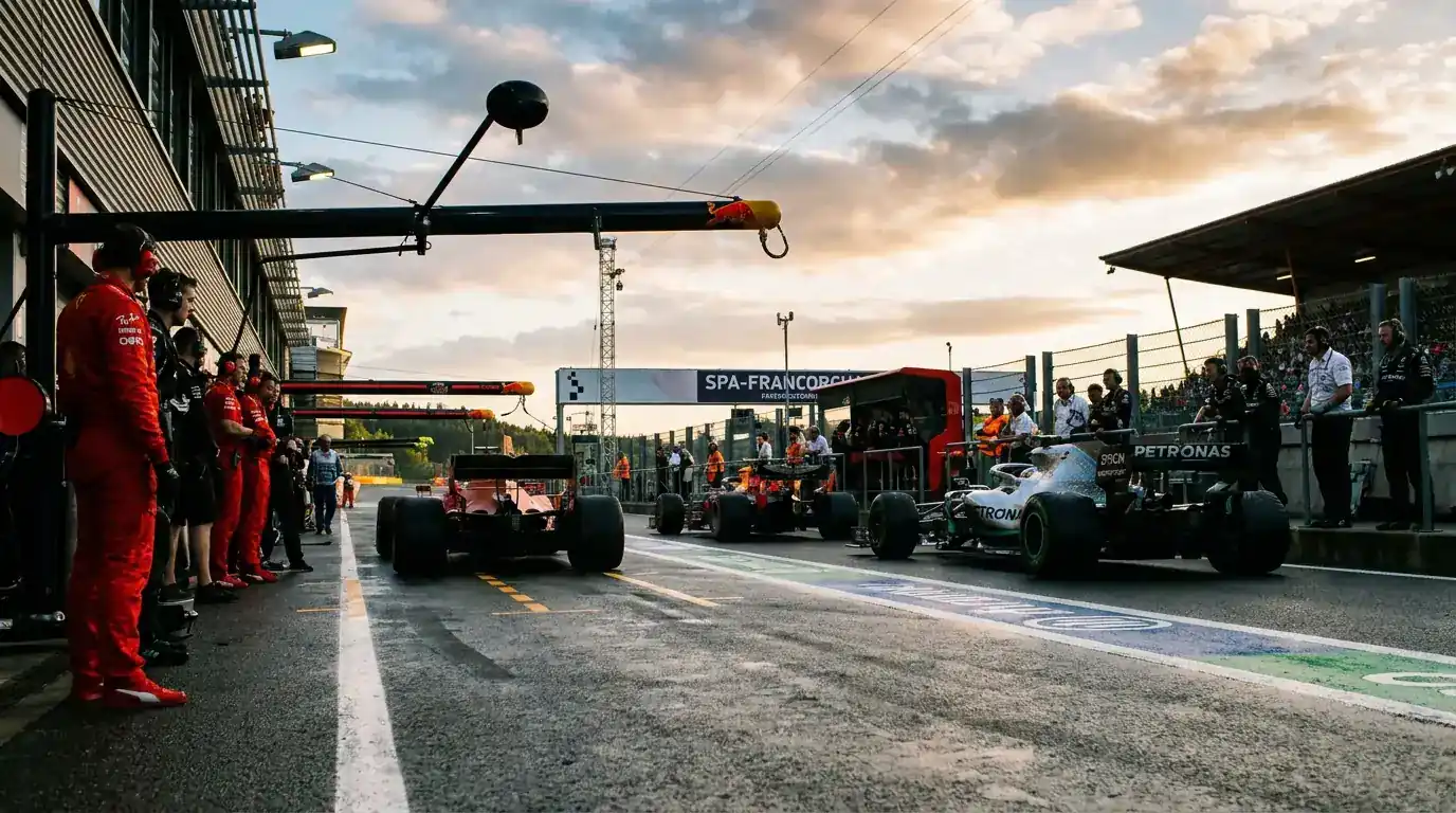 F1 cars lined up during qualifying session relevant to betting markets
