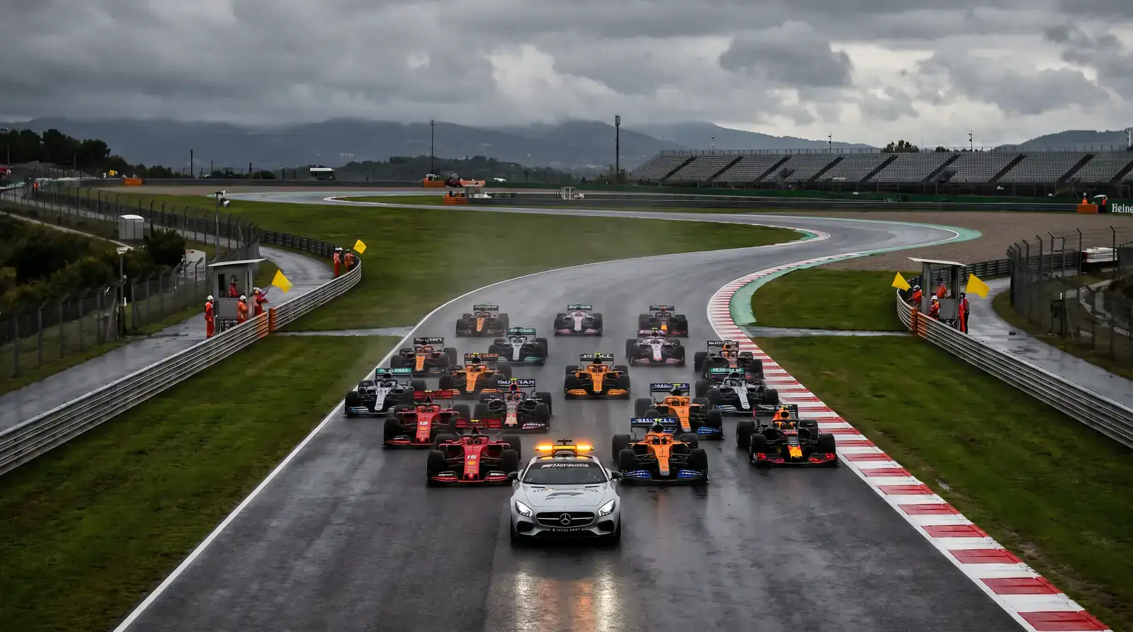 F1 safety car on track with live betting odds shifting dramatically
