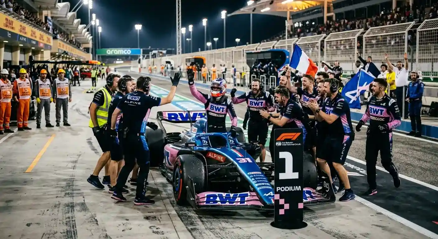 Midfield F1 car fighting for podium at street circuit with high safety car disruption probability