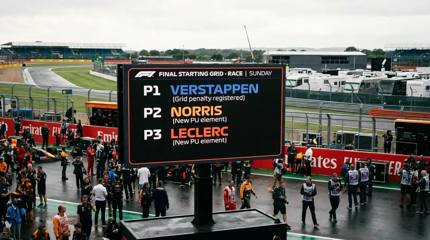 Different F1 penalty types from three-place to back-of-grid showing varying impact on starting position