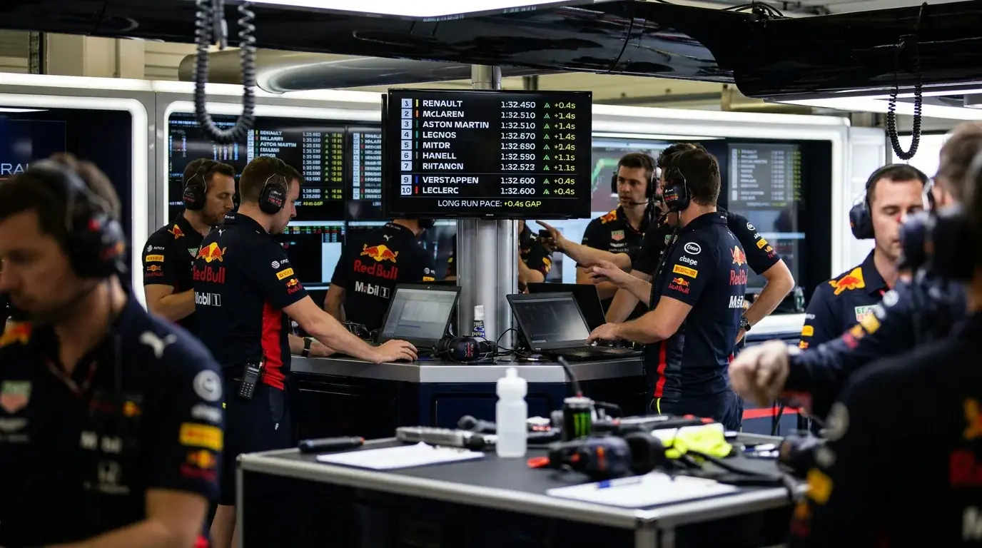 F1 practice session timing data showing midfield team within striking distance of podium contention