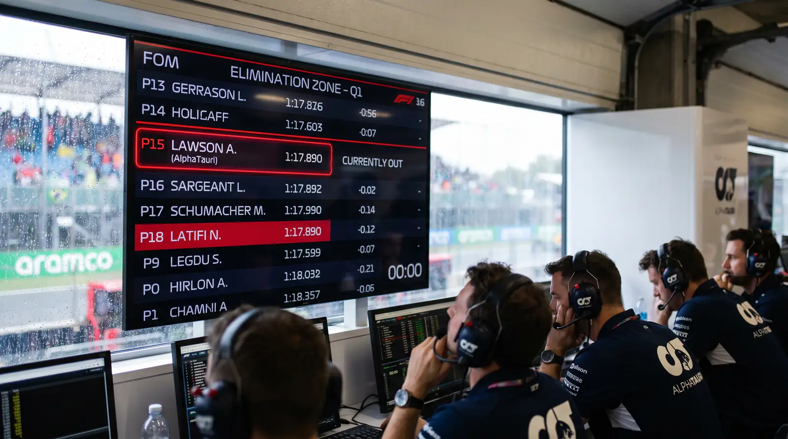F1 Q1 elimination line showing last driver knocked out creating niche qualifying betting opportunity