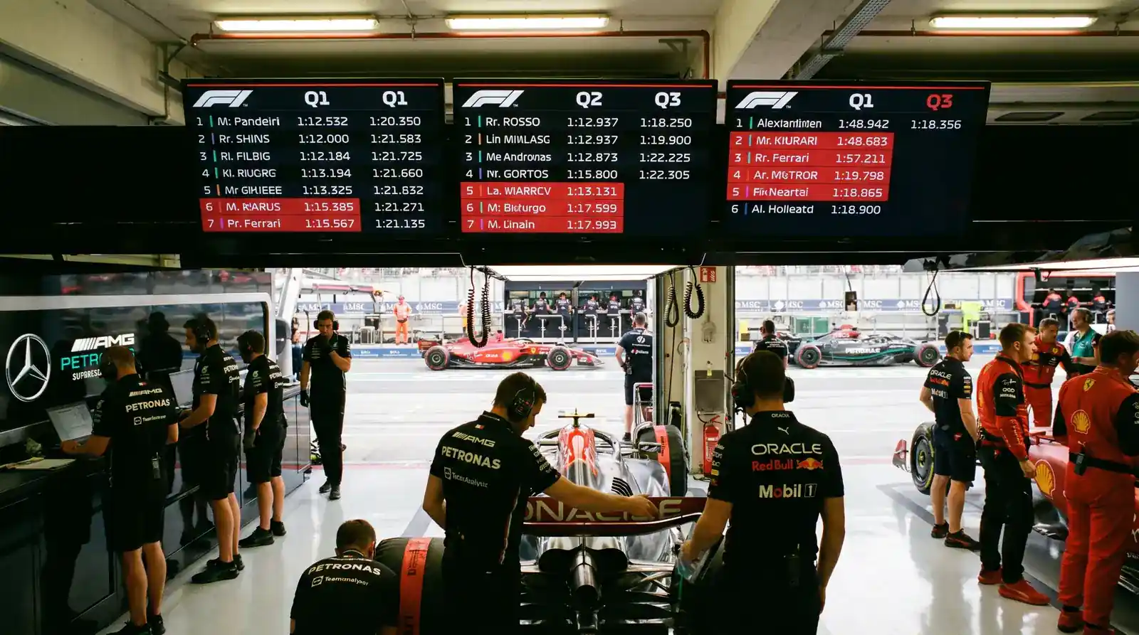 F1 qualifying knockout format showing Q1 Q2 Q3 elimination structure affecting pole position odds