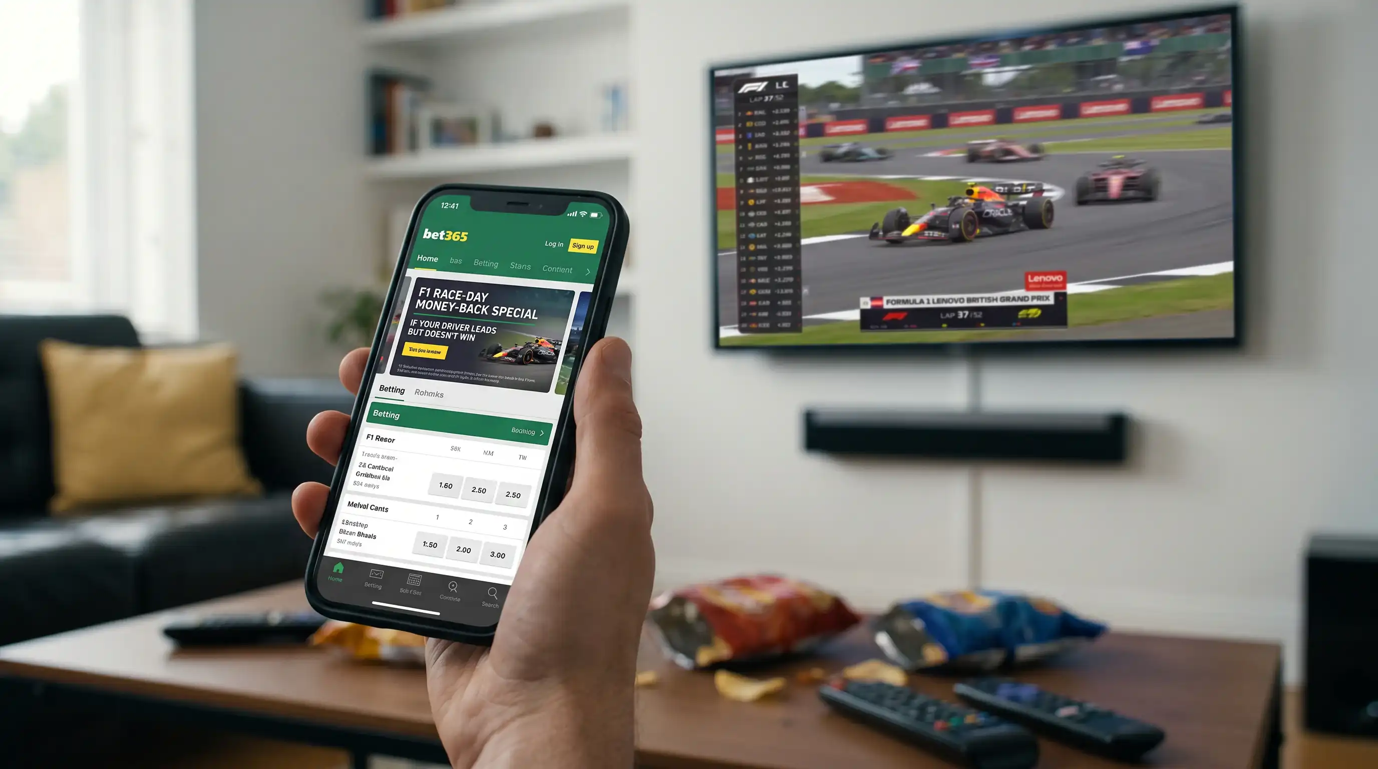 F1 race-day money-back promotion offering refund if selected driver leads race but fails to win