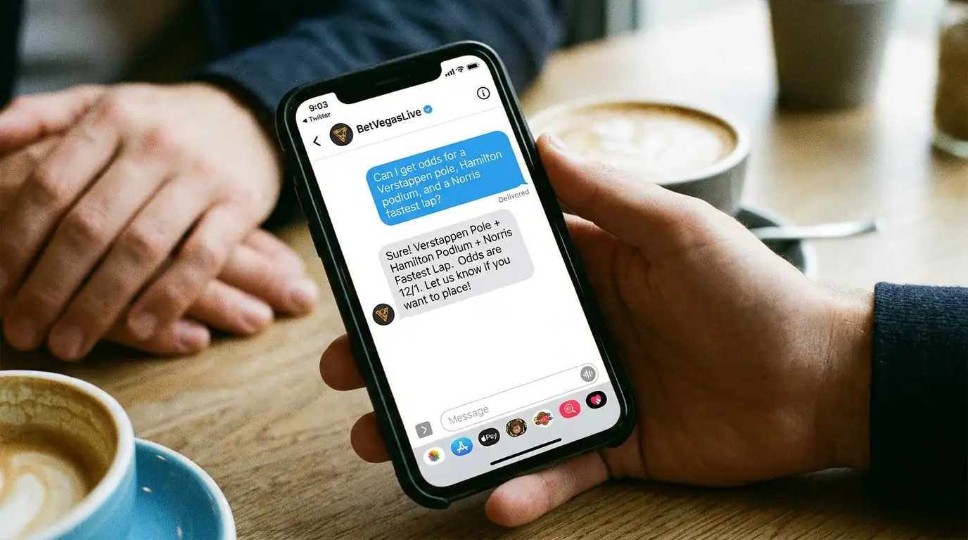 Request-a-bet submission for custom F1 combinations through social media and in-app messaging