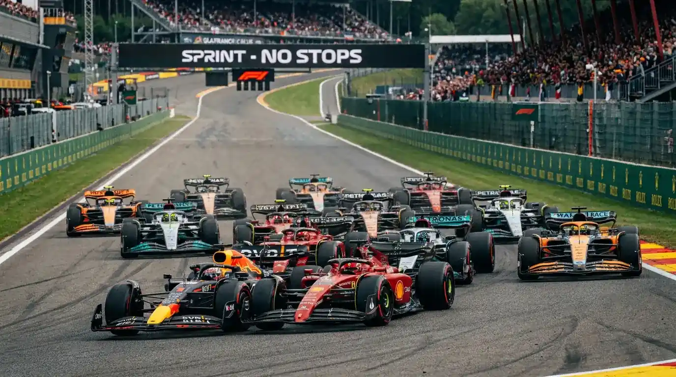 F1 sprint race starting grid showing high correlation between grid position and finishing order