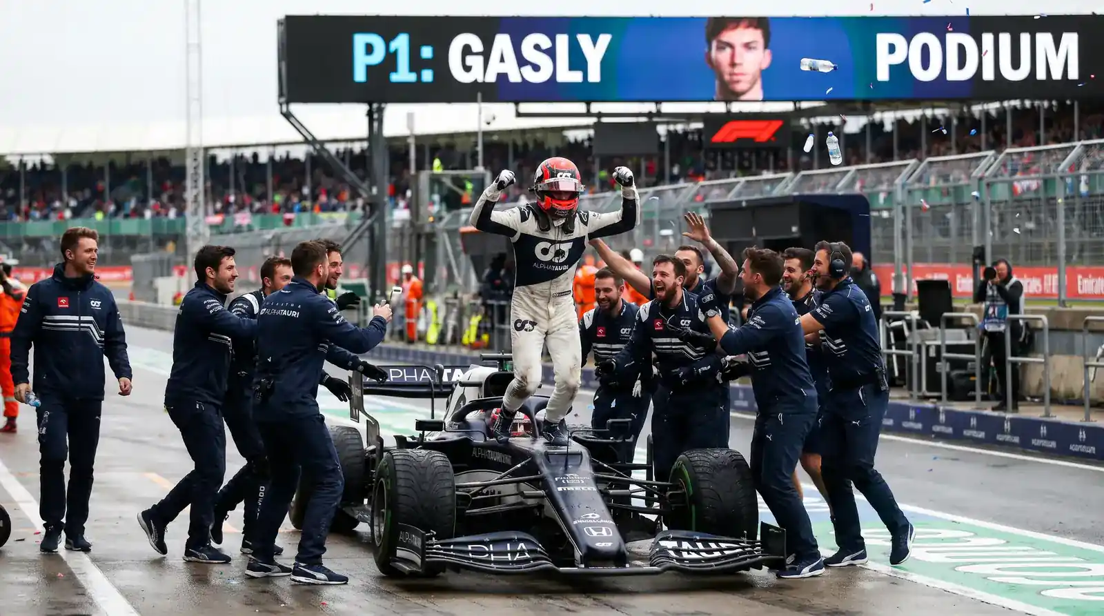 F1 race strategy board showing pit stop timing and tyre choice creating upset winning opportunities
