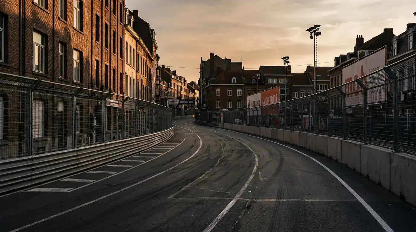 Narrow F1 street circuit barriers illustrating high safety car deployment rates at tight venues