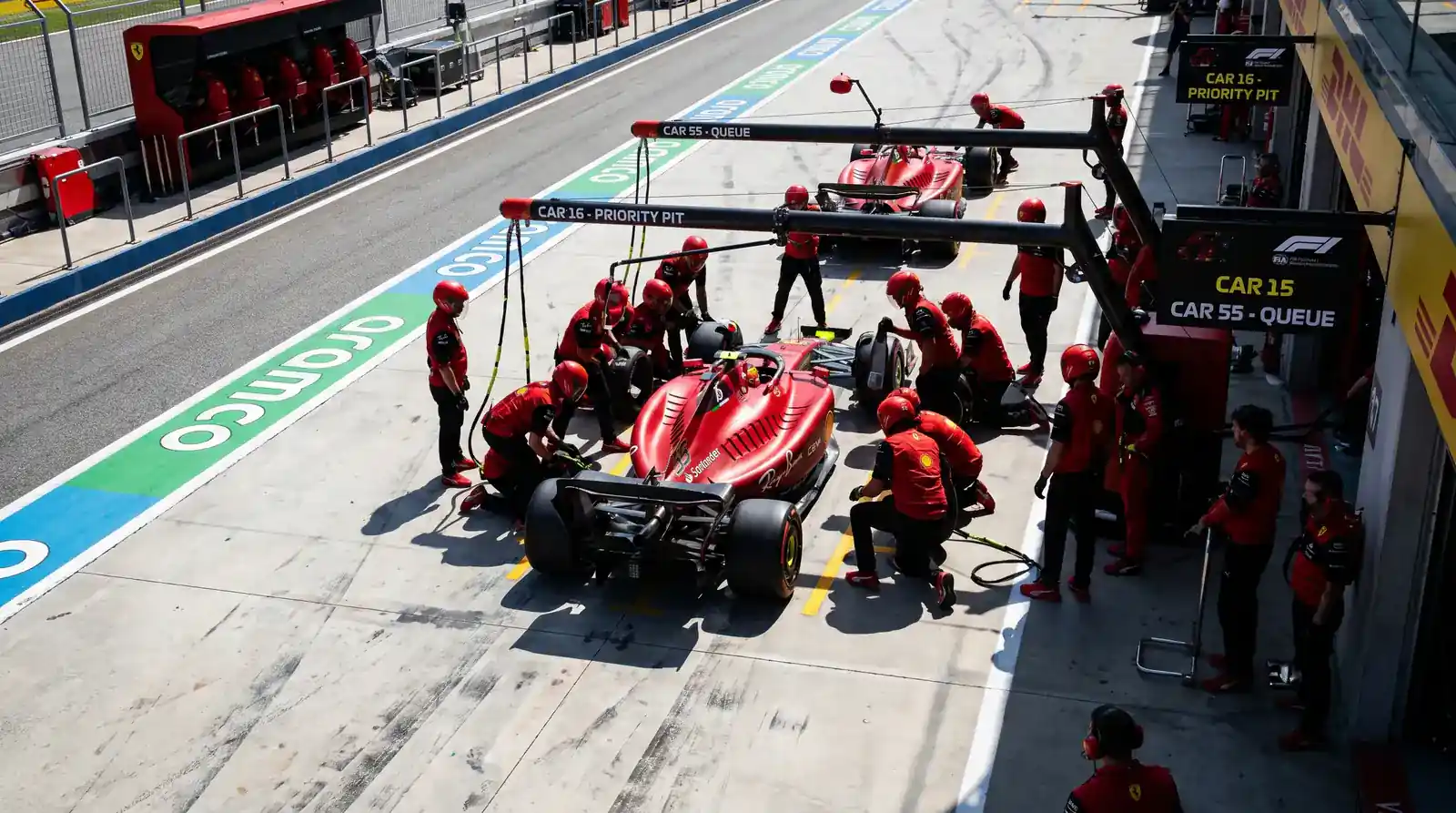 F1 pit stop priority sequence showing number-one driver strategic advantage in teammate duels